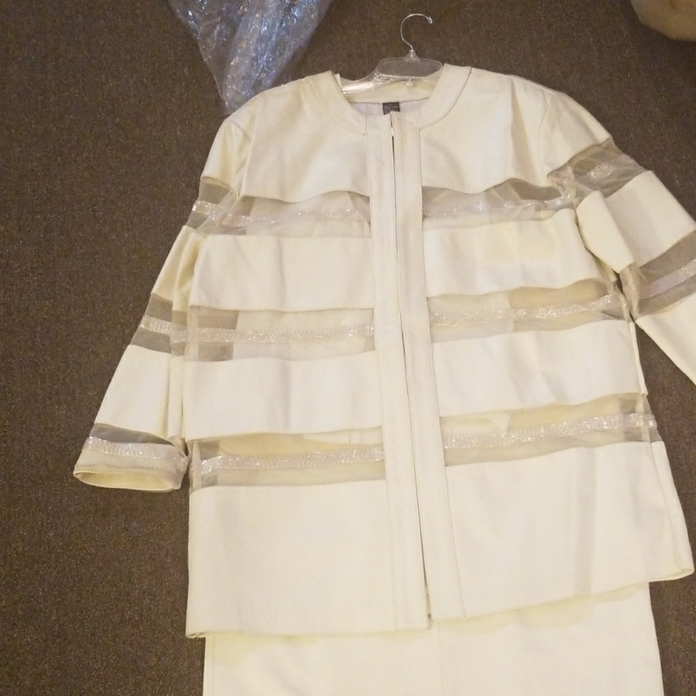 3pc leather skirt suit